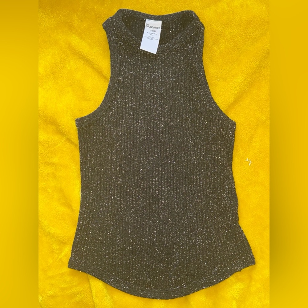 No Boundaries Red and Black Sparkly Ribbed Tank Tops - Picture 3 of 3
